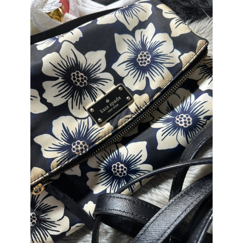 SALE! ❤️ AUTHENTIC/ORIGINAL Preloved KateSpade KS Black & White Floral Miri Blake Avenue Nylon Bag