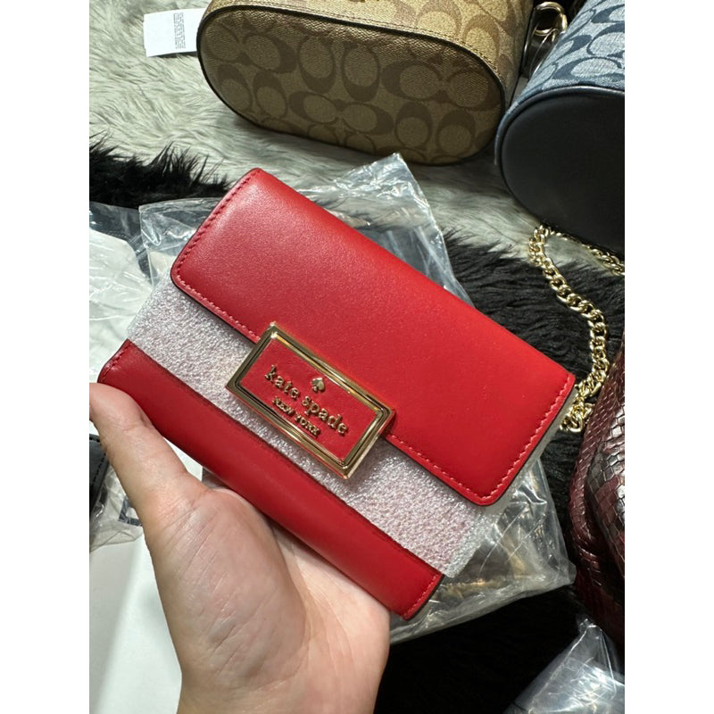 AUTHENTIC/ORIGINAL KateSpade KS Reegan Medium Flap Wallet Red