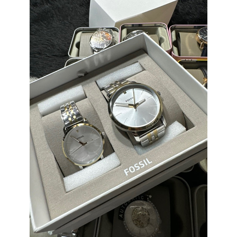 AUTHENTIC/ORIGINAL Fossil Lux Luther Three-Hand Two-Tone Stainless