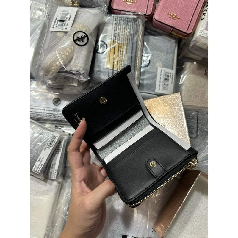 AUTHENTIC/ORIGINAL KateSpade KS Glimmer Boxed Small Bifold Wallet Gold/Black