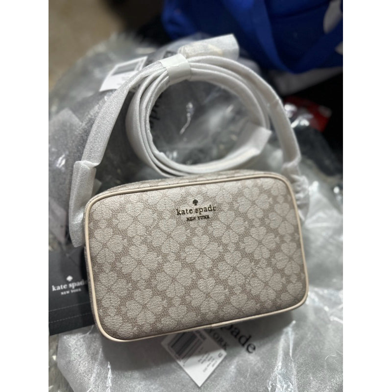 AUTHENTIC/ORIGINAL KateSpade KS Signature Spade Flower Mini Camera Bag Beige