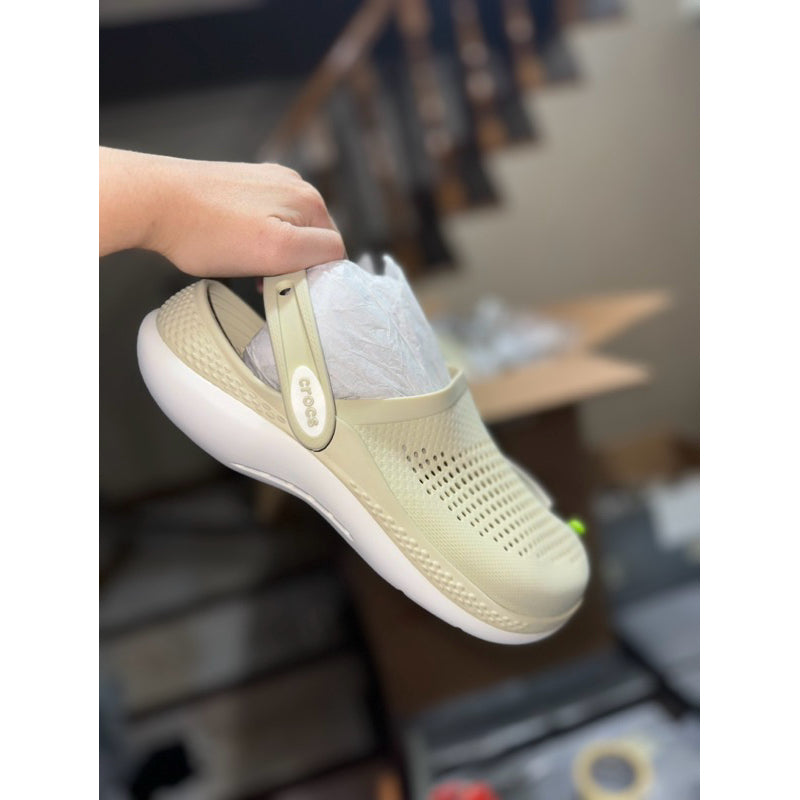 AUTHENTIC/ORIGINAL Crocs Literide 360 Clog Shoes in Bone Beige White