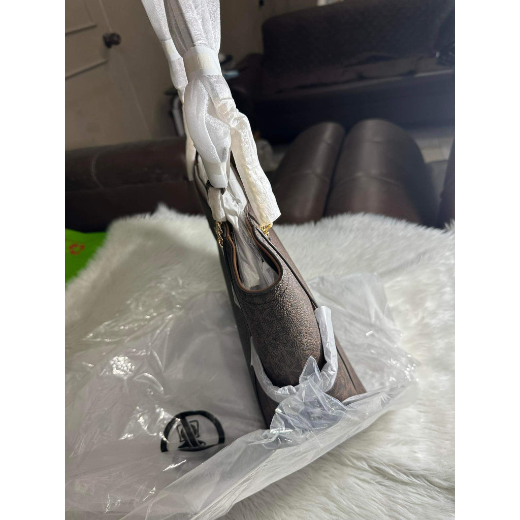 AUTHENTIC/ORIGINAL Michael K0rs MK Jet Set Large Logo Shoulder Bag Brown Chain strap