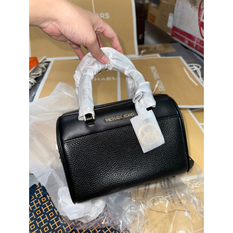 AUTHENTIC/ORIGINAL Michael K0rs MK Travel Leather Extra Small Duffle Crossbody Bag Black