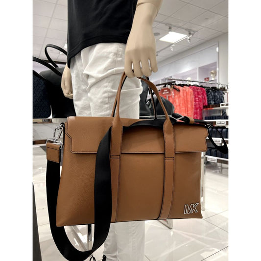 AUTHENTIC/ORIGINAL Michael K0rs MK Cooper Pebbled Leather Briefcase Men's Laptop Bag Brown
