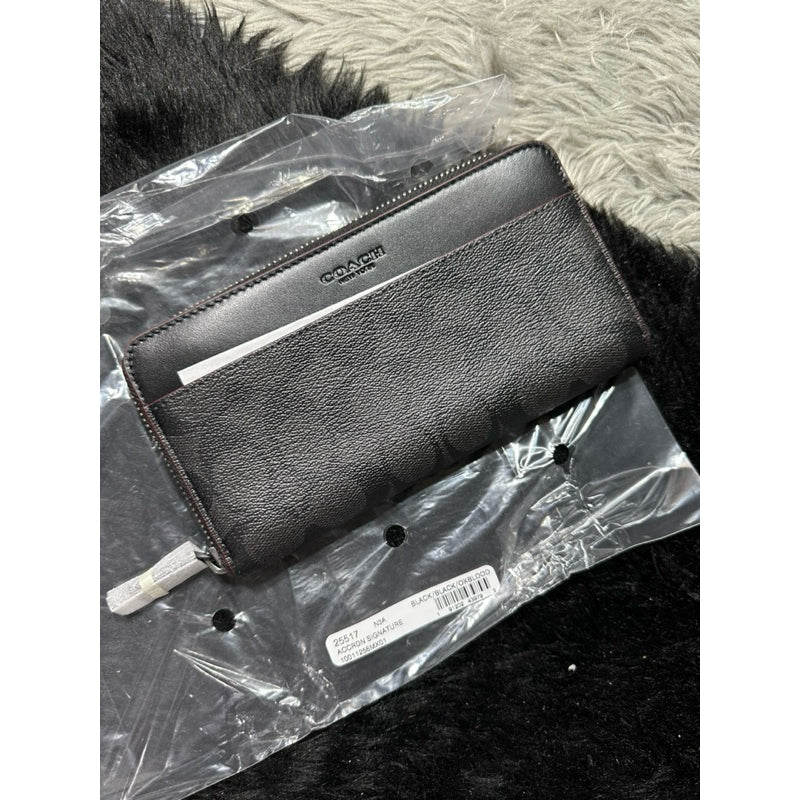AUTHENTIC/ORIGINAL COACH Accordion Long Men's Wallet In Signature Canvas Black