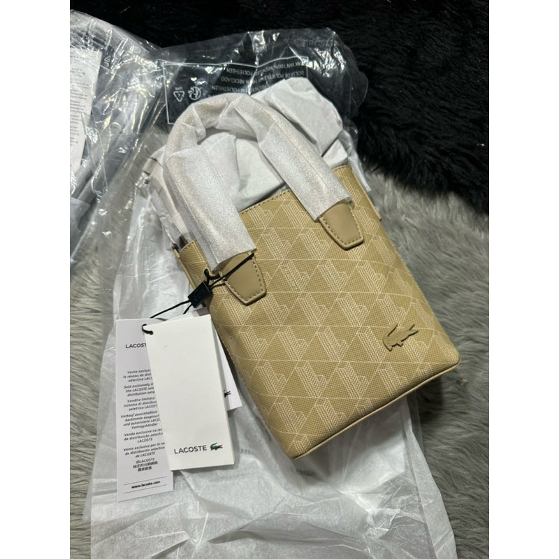 AUTHENTIC/ORIGINAL Lacoste Mini Satchel Crossbody Bag Viennois Beige