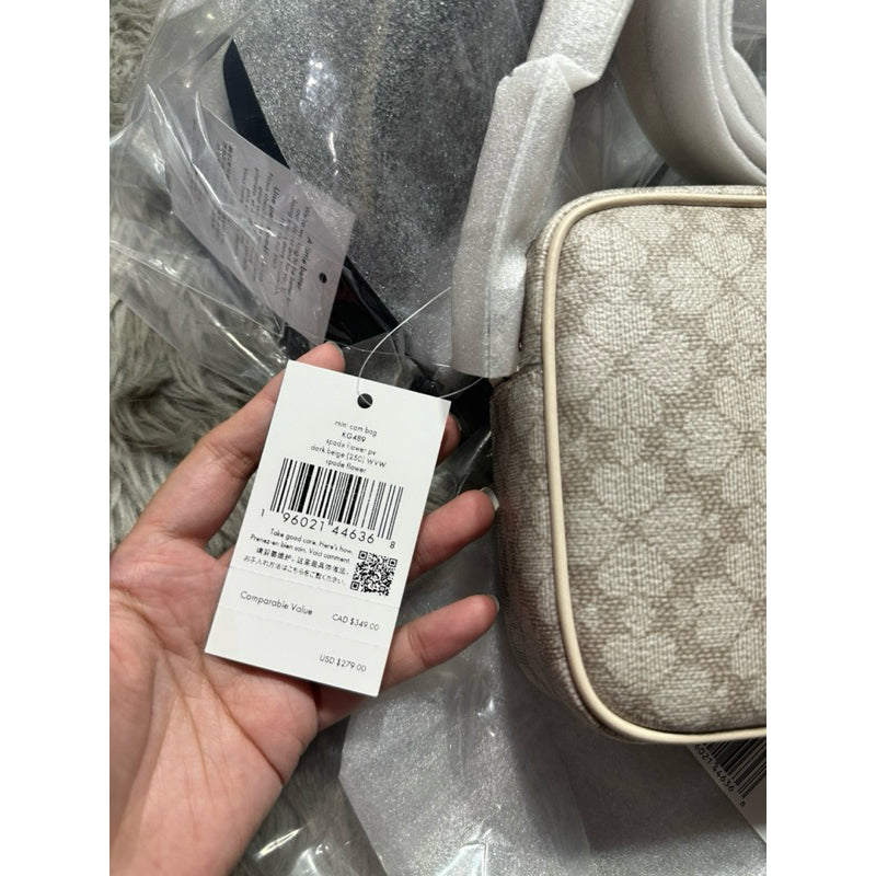 AUTHENTIC/ORIGINAL KateSpade KS Signature Spade Flower Mini Camera Bag Beige
