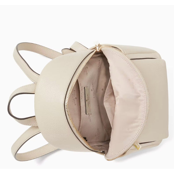 AUTHENTIC/ORIGINAL KateSpade Leila Pebbled Leather Mini Dome Backpack Bag in Light Sand/White