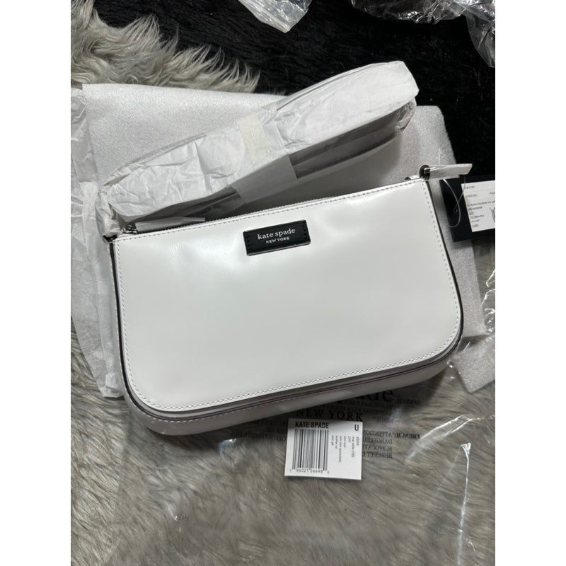 AUTHENTIC/ORIGINAL KateSpade KS Retail Sam Icon Leather Mini Pochette KiliKili Leather Bag White