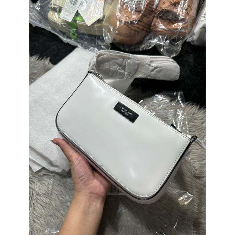 AUTHENTIC/ORIGINAL KateSpade KS Retail Sam Icon Leather Mini Pochette KiliKili Leather Bag White