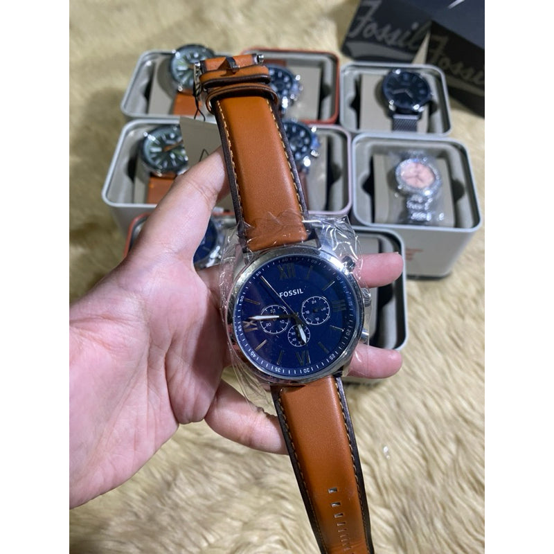 AUTHENTIC/ORIGINAL F0ssil Flynn Chronograph Brown Leather 48mm Men's Watch