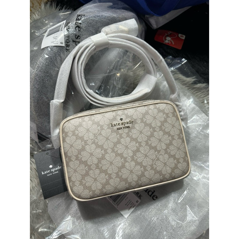AUTHENTIC/ORIGINAL KateSpade KS Signature Spade Flower Mini Camera Bag Beige