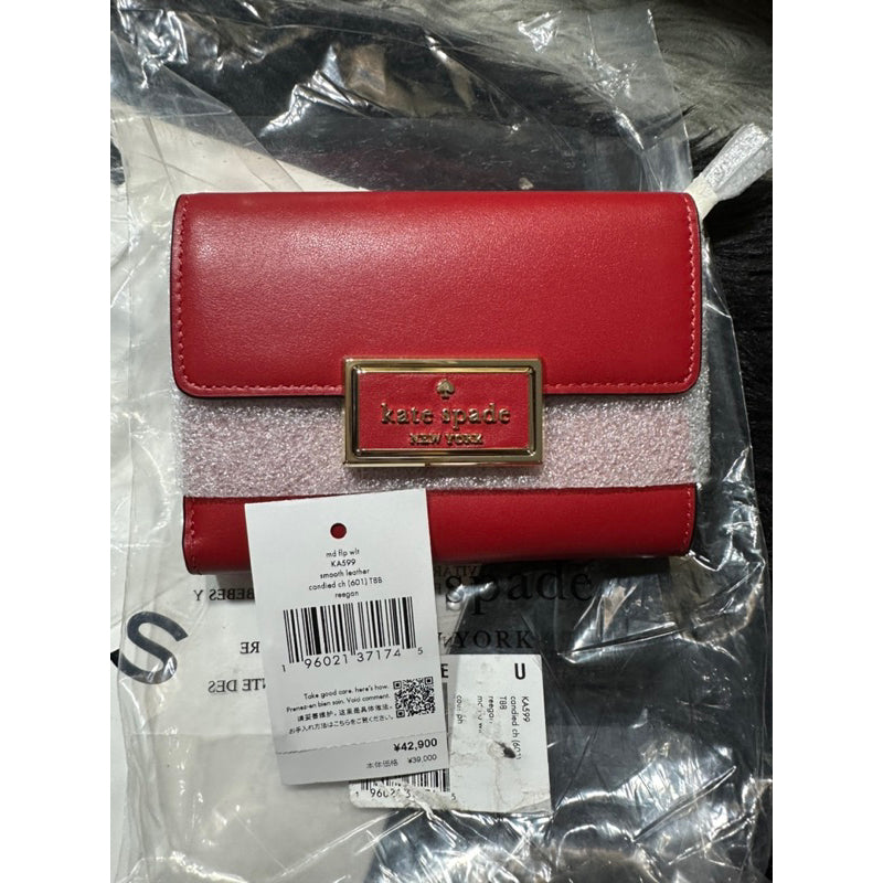 AUTHENTIC/ORIGINAL KateSpade KS Reegan Medium Flap Wallet Red