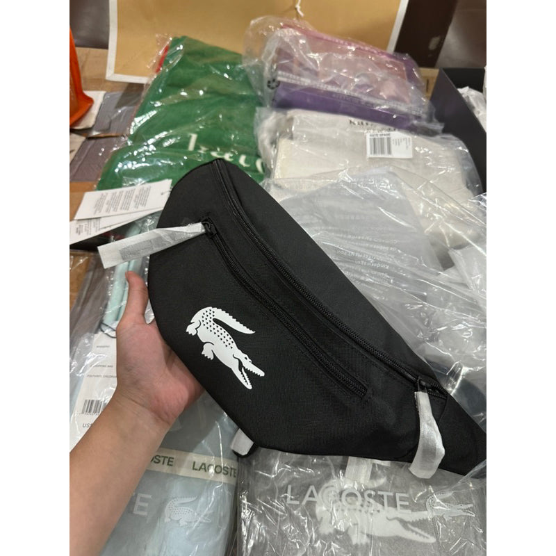 AUTHENTIC/ORIGINAL LACOSTE Men’s Recycled Fiber Belt Bag Black