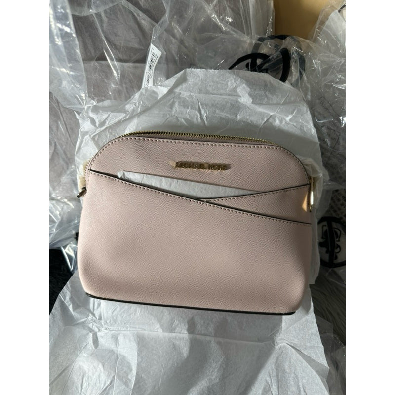 MK Jet Set Travel Dome Medium Satchel Vanilla MK Signature Pink on sale and Wallet