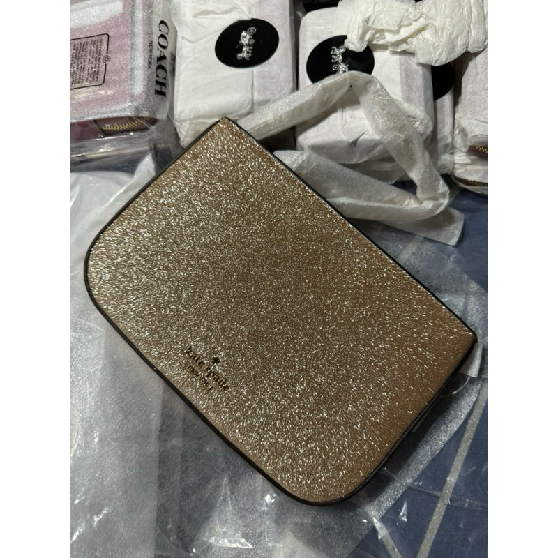 AUTHENTIC/ORIGINAL KateSpade KS Glimmer Glitter Small Shoulder Chain Bag Black Gold
