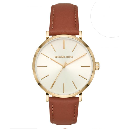 AUTHENTIC/ORIGINAL Michael K0rs MK Jayne Women Leather Brown Watch