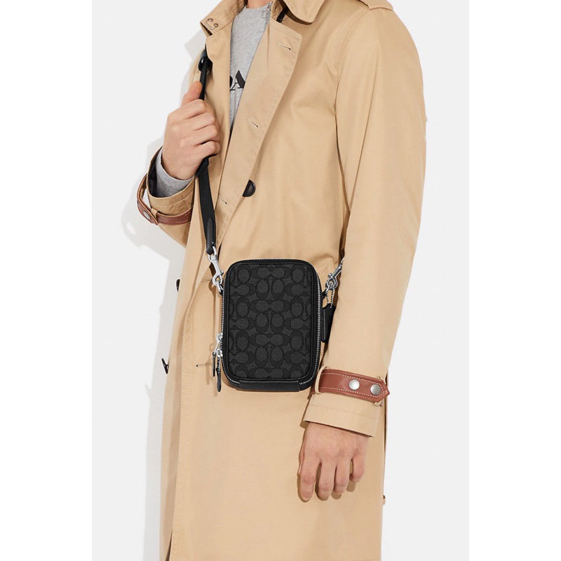 AUTHENTIC/ORIGINAL COACH Stanton Crossbody In Signature Jacquard Men's Bag in CHARCOAL/BLACK Unisex