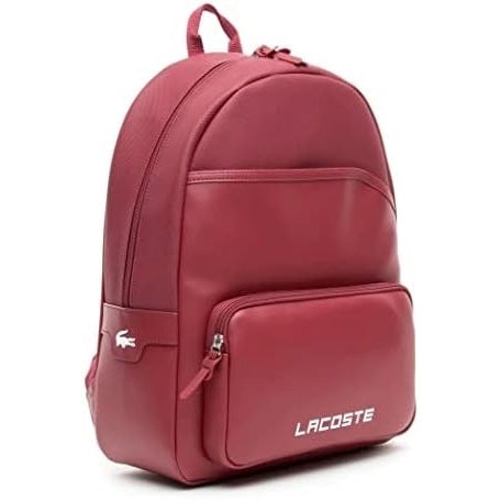 AUTHENTIC/ORIGINAL Lacoste Men's Ultimum Logo Petit Piqué Backpack Red Leather Bag