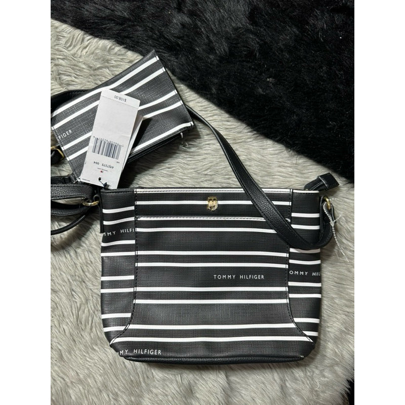 AUTHENTIC/ORIGINAL Tommy Hilfiger Stripes Crossbody Bag with Pouch