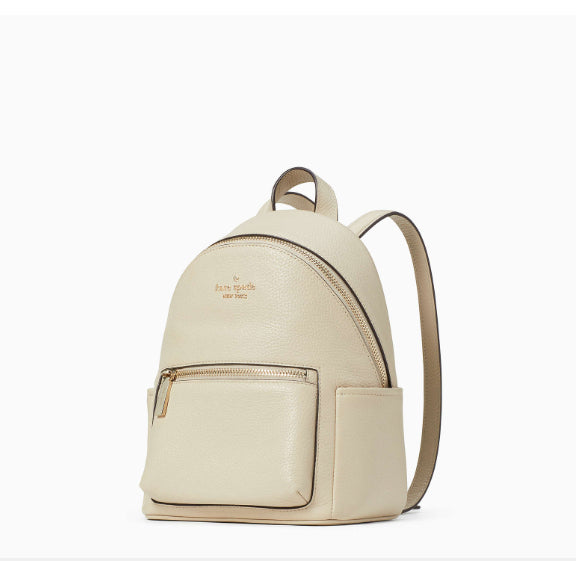 AUTHENTIC/ORIGINAL KateSpade Leila Pebbled Leather Mini Dome Backpack Bag in Light Sand/White