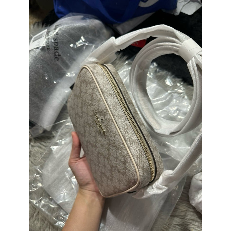 AUTHENTIC/ORIGINAL KateSpade KS Signature Spade Flower Mini Camera Bag Beige