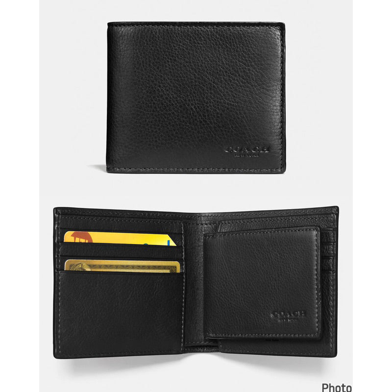 AUTHENTIC COACH 3-IN-1 BLACK WALLET FOR MEN (With Insert) CALF LEATHER