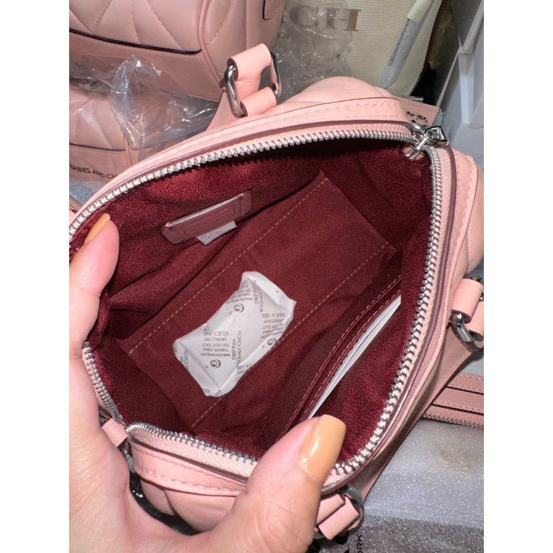 SALE! ❤️ AUTHENTIC/ORIGINAL COACH Mini Rowan Satchel Crossbody Bag With Puffy Diamond Quilting PINK