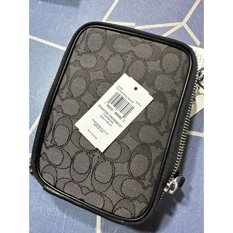 AUTHENTIC/ORIGINAL COACH Stanton Crossbody In Signature Jacquard Men's Bag in CHARCOAL/BLACK Unisex