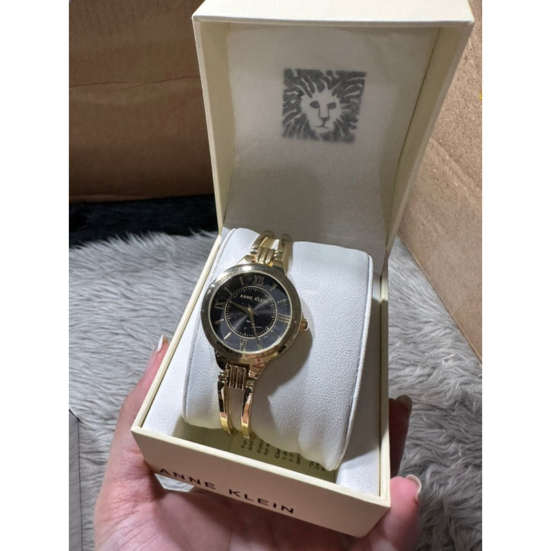AUTHENTIC/ORIGINAL Anne Klein Women's Gold Bangle Watch AK/3958BKGB