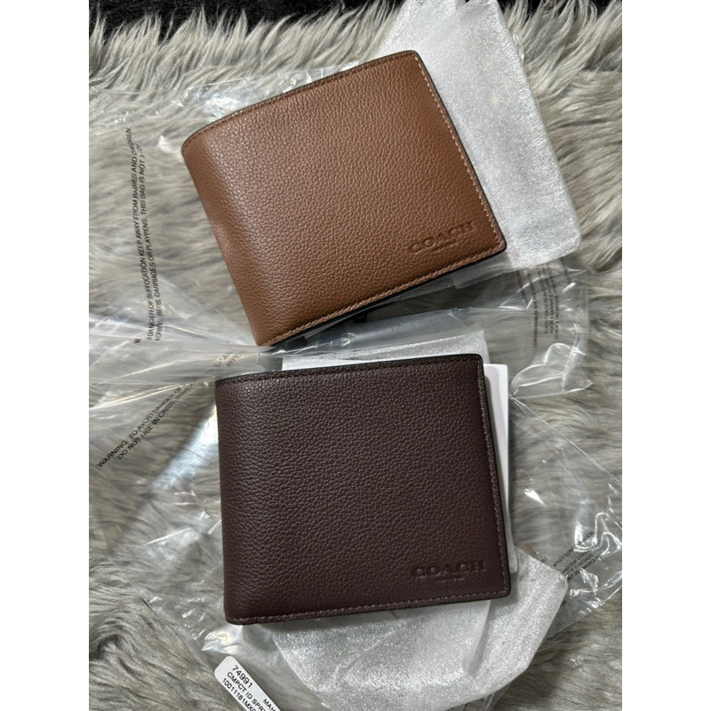 AUTHENTIC/ORIGINAL COACH 3 In 1 Men's Wallet in DARK SADDLE (With insert) Calf Leather