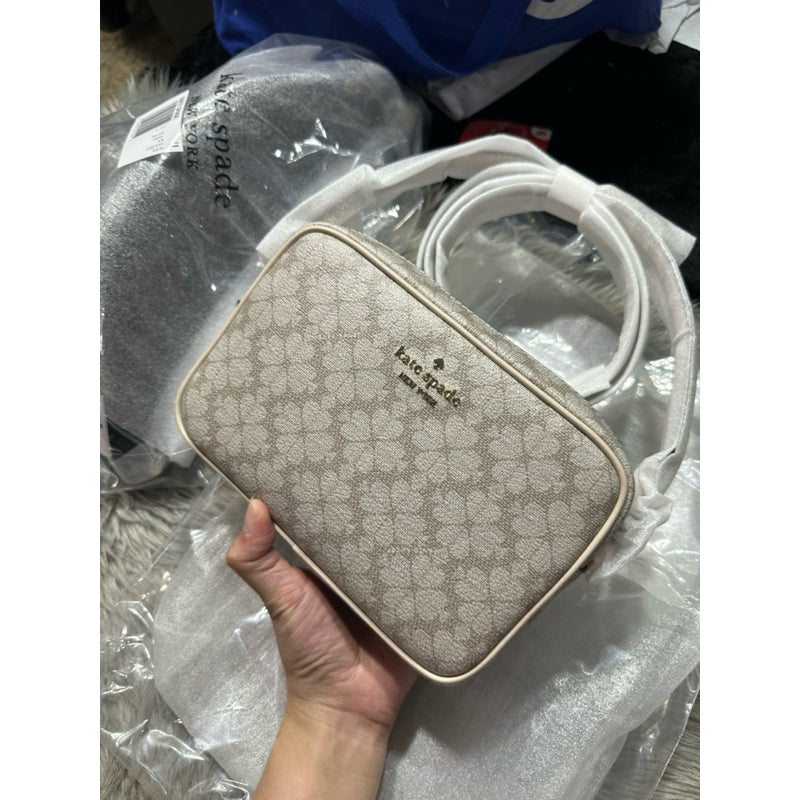 AUTHENTIC/ORIGINAL KateSpade KS Signature Spade Flower Mini Camera Bag Beige