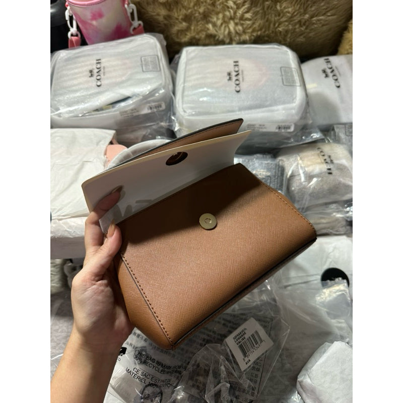 AUTHENTIC/ORIGINAL Michael K0rs MK Ava Extra-Small Saffiano Leather Crossbody Brown Bag