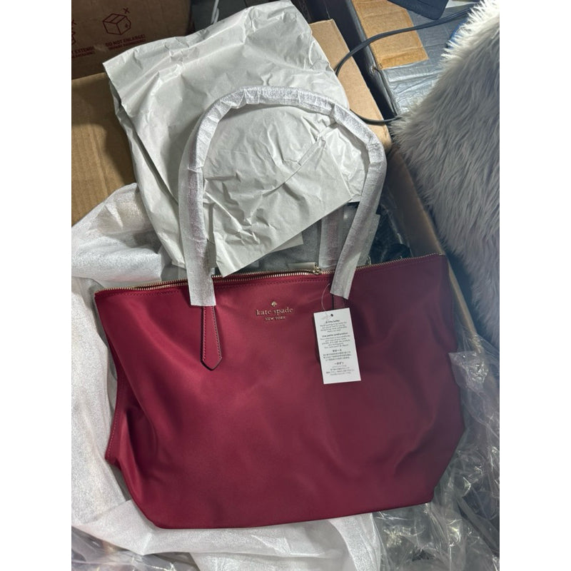 AUTHENTIC/ORIGINAL KateSpade KS Kitt Nylon Large Tote Bag in RED SANGRIA