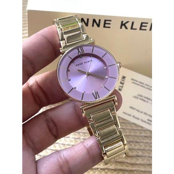 AUTHENTIC/ORIGINAL Anne Klein Women's Glitter Accented Bracelet Watch Purple Dial AK/3782LVGB