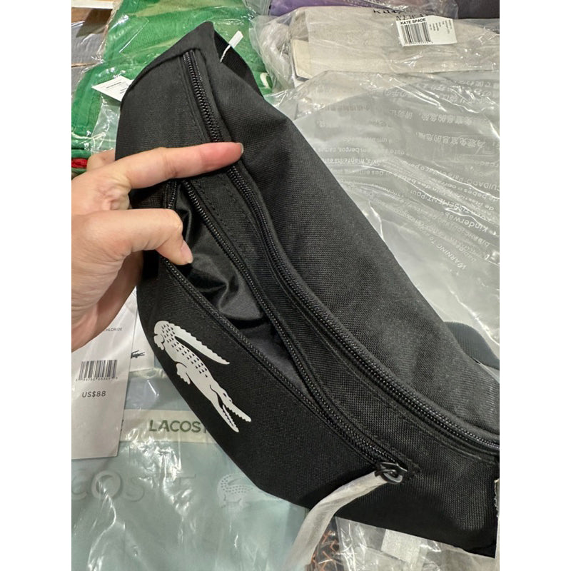 AUTHENTIC/ORIGINAL LACOSTE Men’s Recycled Fiber Belt Bag Black