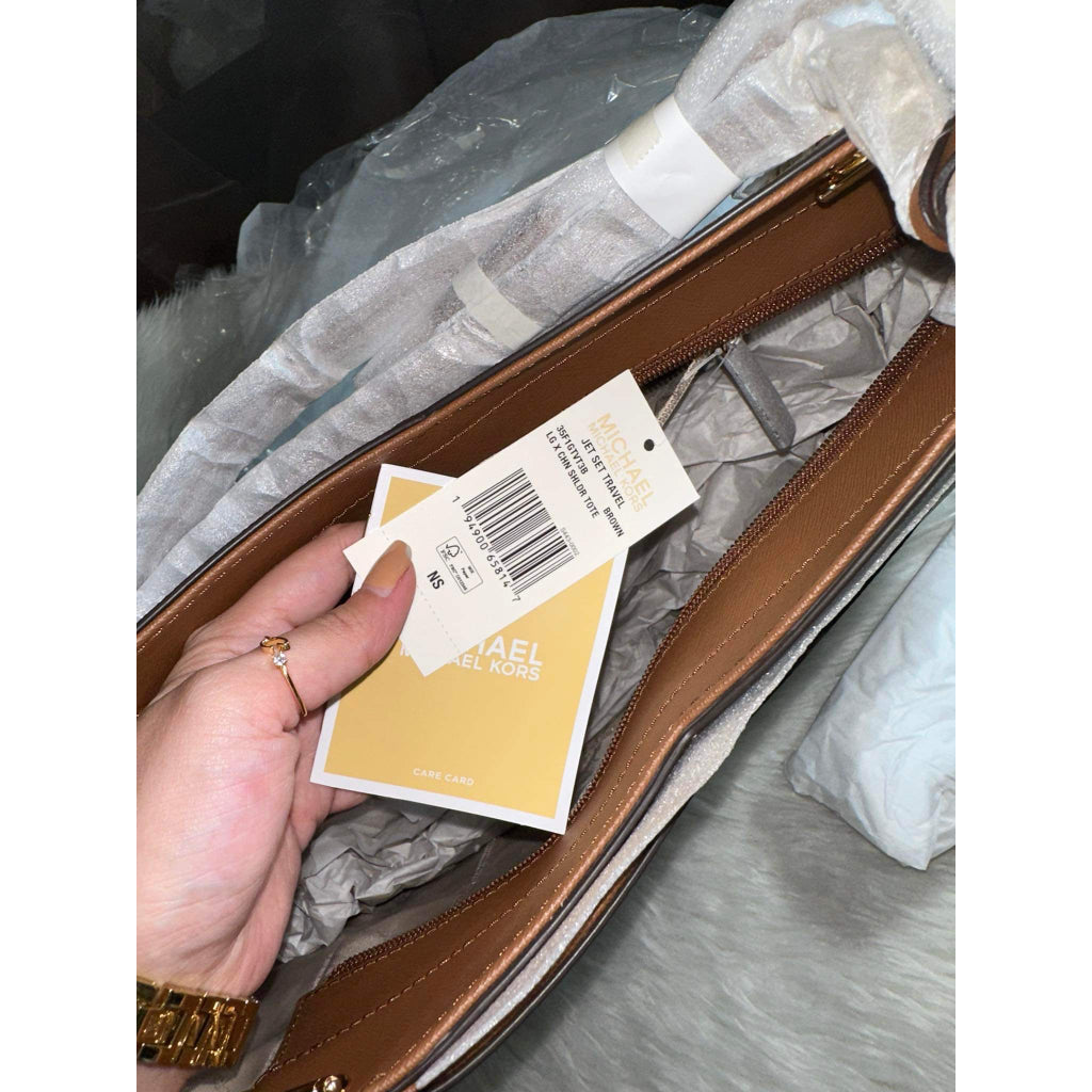 AUTHENTIC/ORIGINAL Michael K0rs MK Jet Set Large Logo Shoulder Bag Brown Chain strap