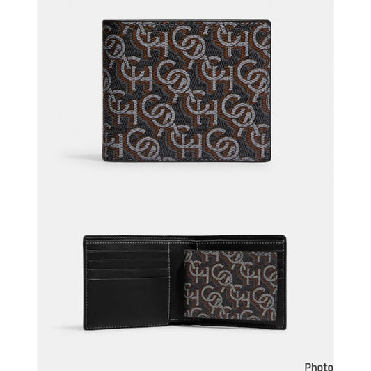 AUTHENTIC/ORIGINAL COACH 3 In 1 Men's Wallet With Coach Monogram Print (With Insert)