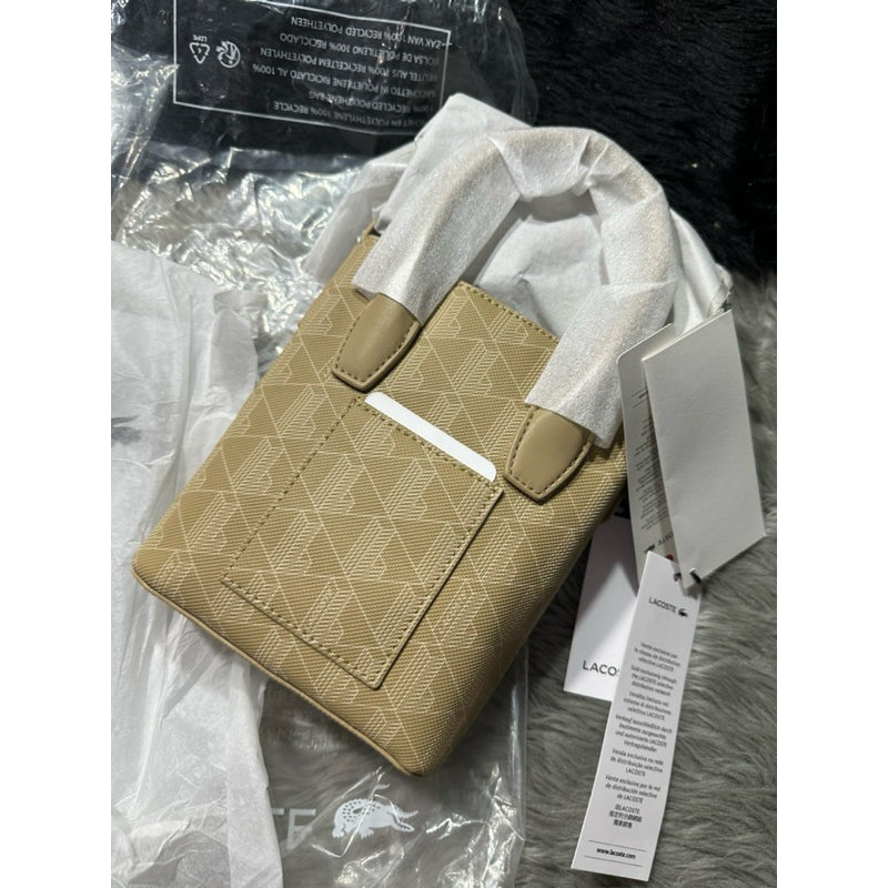 AUTHENTIC/ORIGINAL Lacoste Mini Satchel Crossbody Bag Viennois Beige