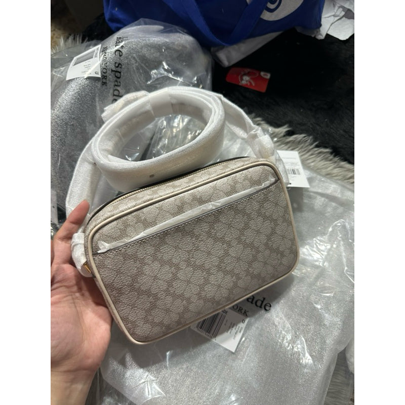 AUTHENTIC/ORIGINAL KateSpade KS Signature Spade Flower Mini Camera Bag Beige