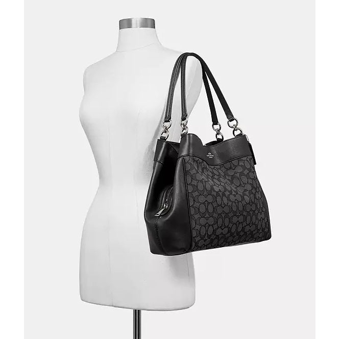 AUTHENTIC/ORIGINAL Coach Preloved Lexy Shoulder Bag In Signature Jacquard Black