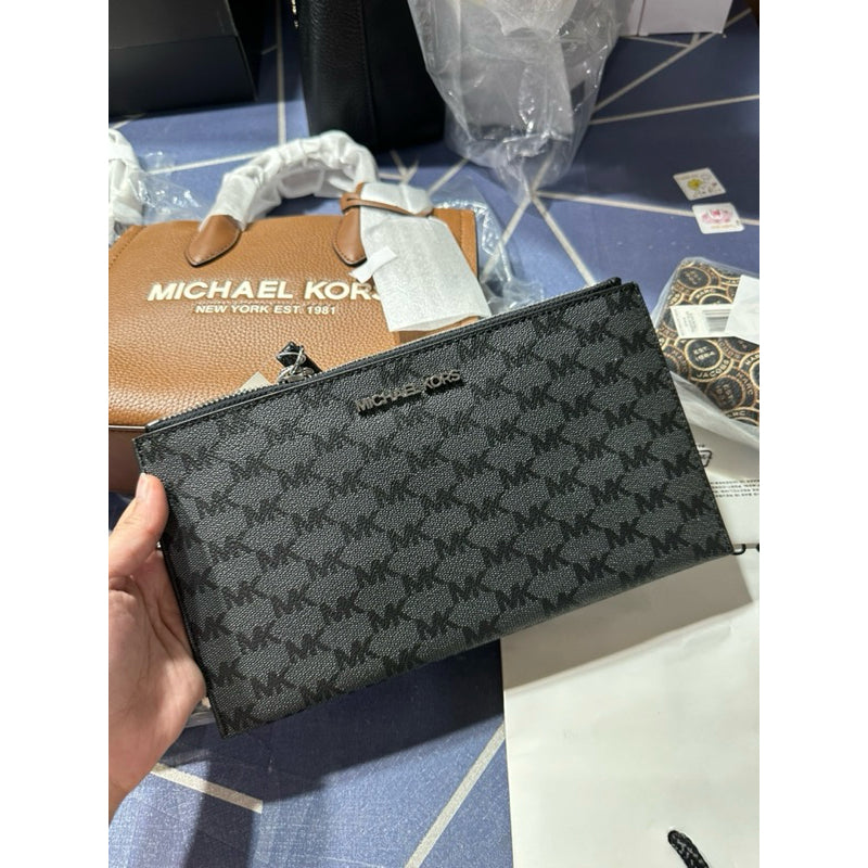 AUTHENTIC/ORIGINAL Michael K0rs MK Large Zip Clutch Wristlet Wallet Black