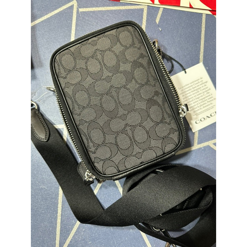 AUTHENTIC/ORIGINAL COACH Stanton Crossbody In Signature Jacquard Men's Bag in CHARCOAL/BLACK Unisex
