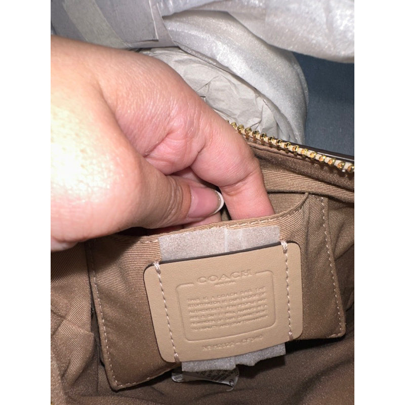 AUTHENTIC/ORIGINAL COACH Rowan and Mini File Bag In Signature Canvas in Light Khaki White