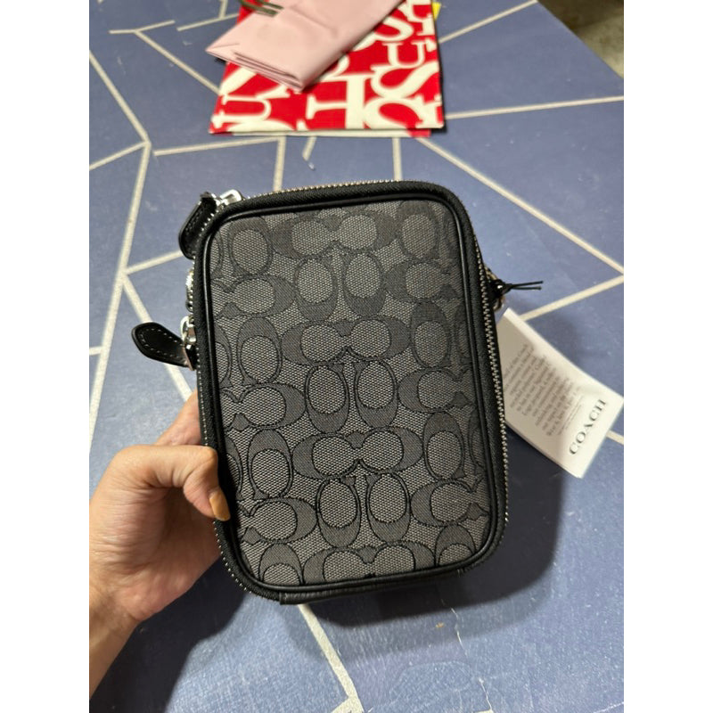 AUTHENTIC/ORIGINAL COACH Stanton Crossbody In Signature Jacquard Men's Bag in CHARCOAL/BLACK Unisex