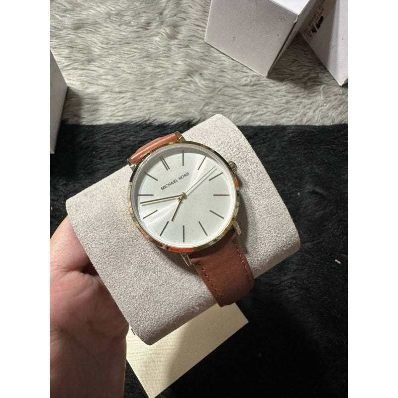 AUTHENTIC/ORIGINAL Michael K0rs MK Jayne Women Leather Brown Watch