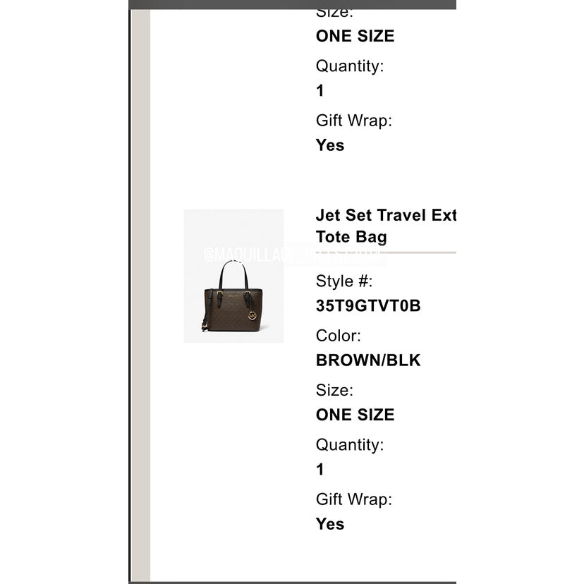 AUTHENTIC Michael K0rs MK Jet Set Travel Extra-Small Logo Top-Zip Tote Bag in Brown/Black