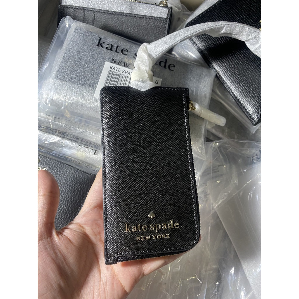 AUTHENTIC KateSpade KS Staci Card Case Lanyard in Black