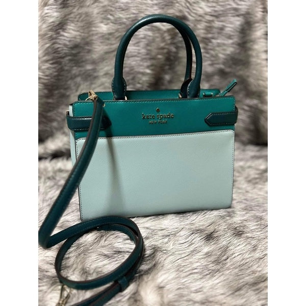 SALE! ❤️ AUTHENTIC KateSpade Preloved Staci Colorblock Medium Mint Blue Green Satchel Bag